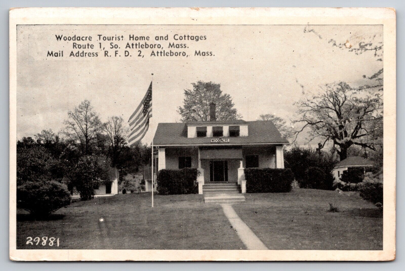 Woodacre Tourist Court & Cottages Attleboro Massachusetts MA c1940 Postcard