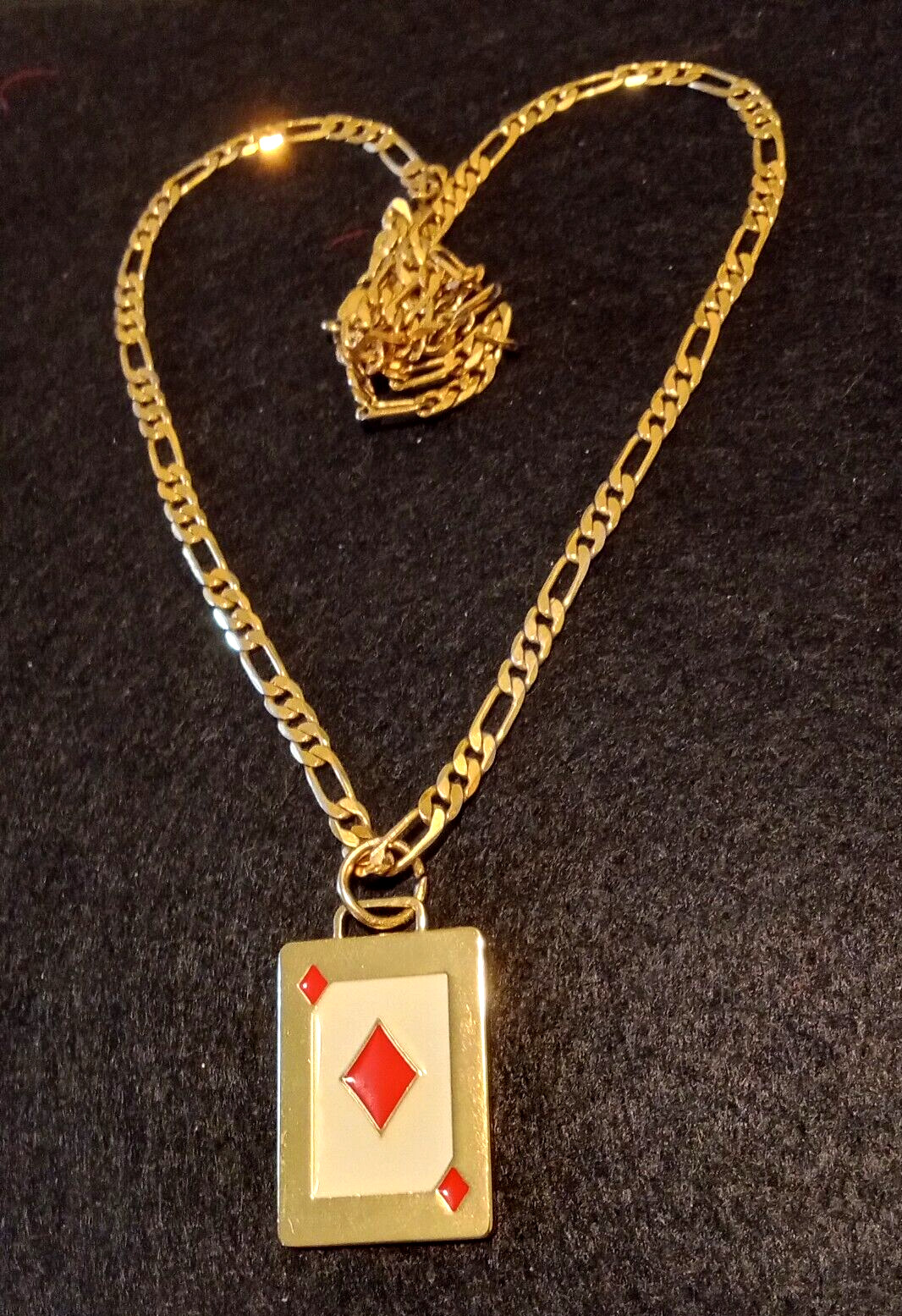 ESTEE LAUDer ace of diamonds NECKLACE w/ ch14k Mex chain