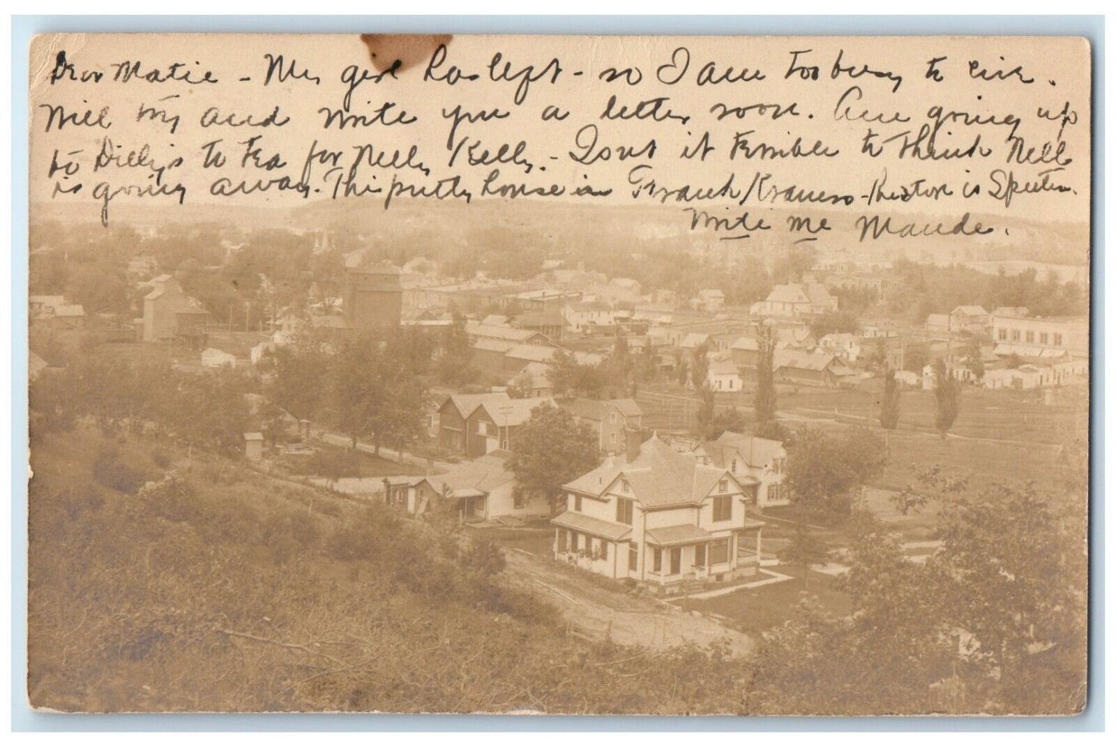 1906 Bird\'s Eye View Of Saint Charles Minnesota MN RPPC Photo Antique Postcard