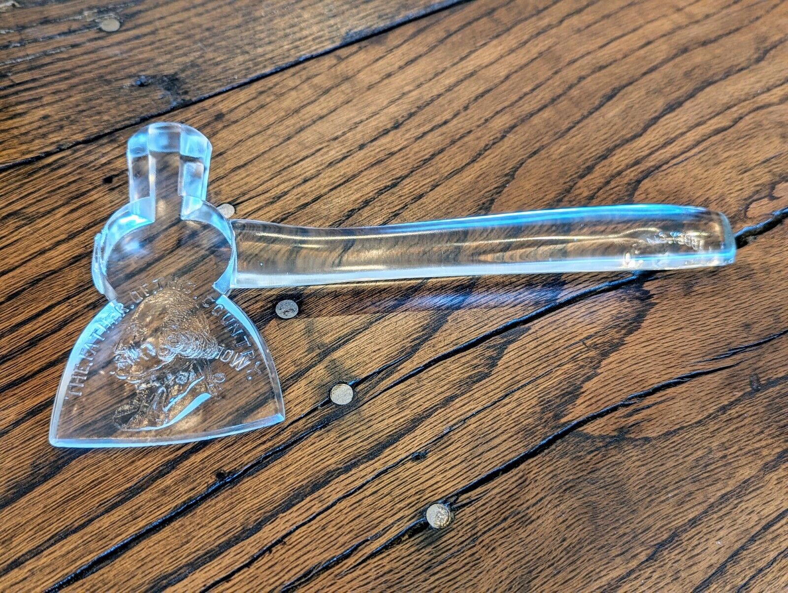 Antique George Washington Glass Axe, 1893 World\'s Fair, Libbey Glass, Excellent