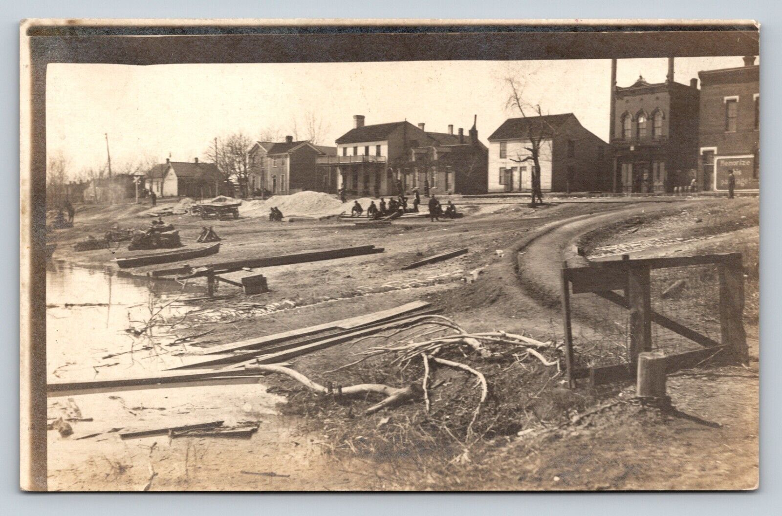 RPPC Town Scene People Near Railroad Tracks 1904-1918 ANTIQUE Postcard 1298