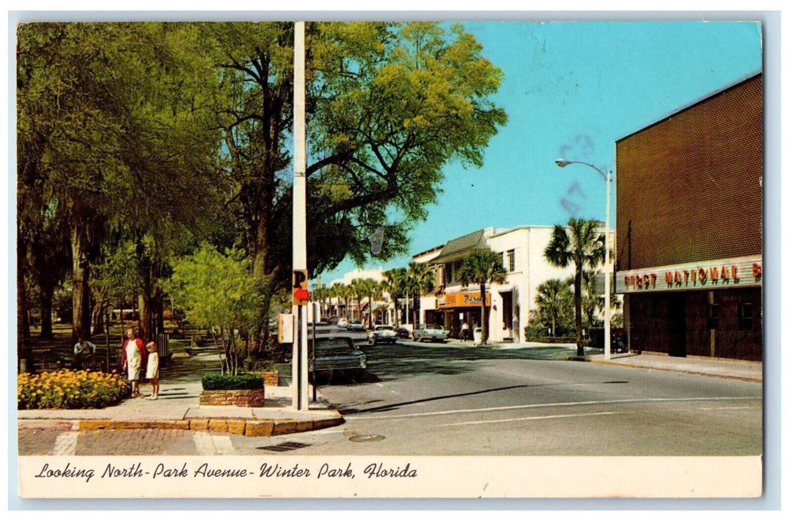 1984 Looking North Park Avenue Winter Park Florida FL Vintage Posted Postcard