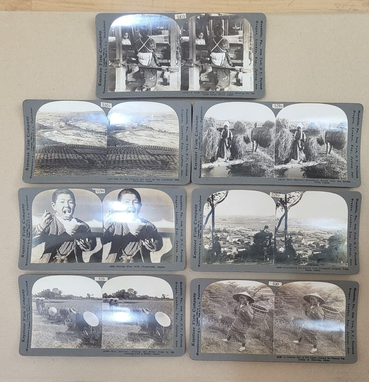 Lot of 7  Stereoview photos of Japan