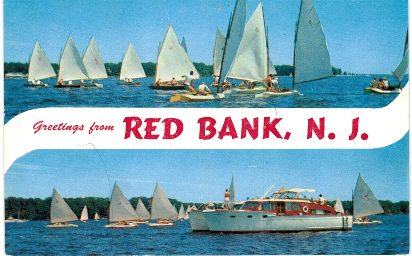Red Bank Greetings Sailboats Motor Yachts 1960  NJ 