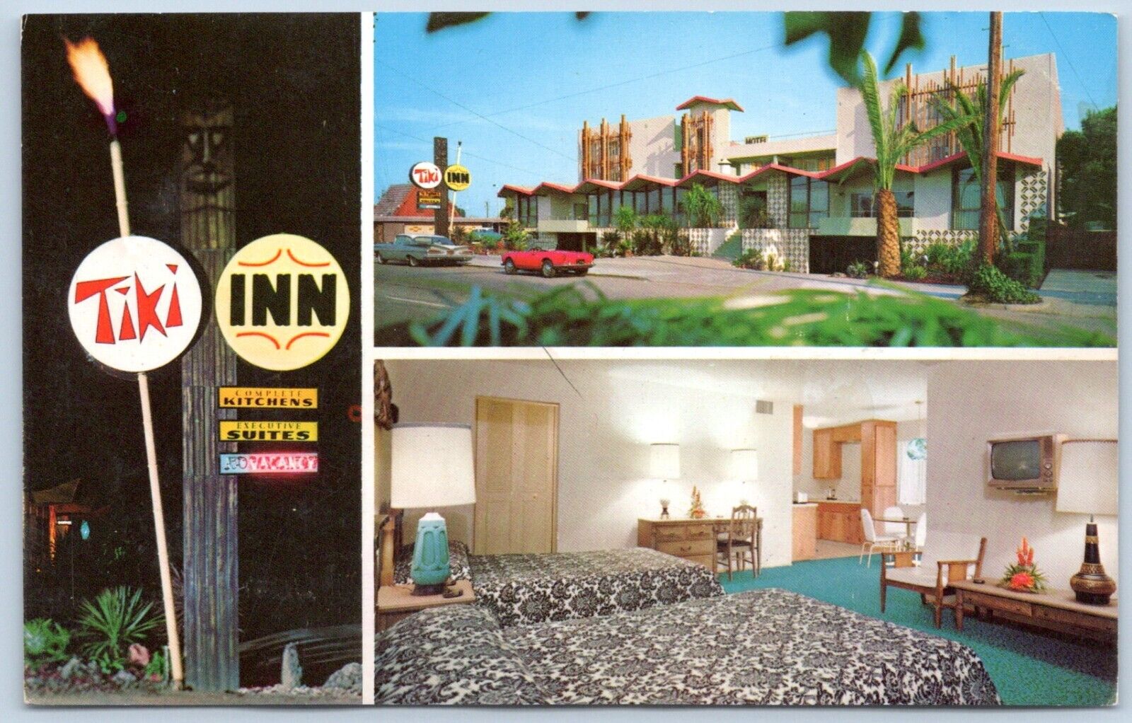 Postcard CA Palo Alto California Tiki Inn Motel MCM Multiview Stanford B46