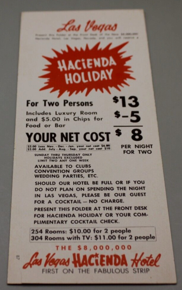 Vintage Hacienda Hotel Brochure Las Vegas Nevada