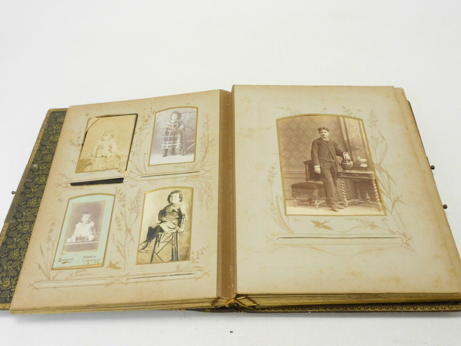 Antique Photo Album Vintage Photographs & Letters. 1800s - 1900s Leather Book 