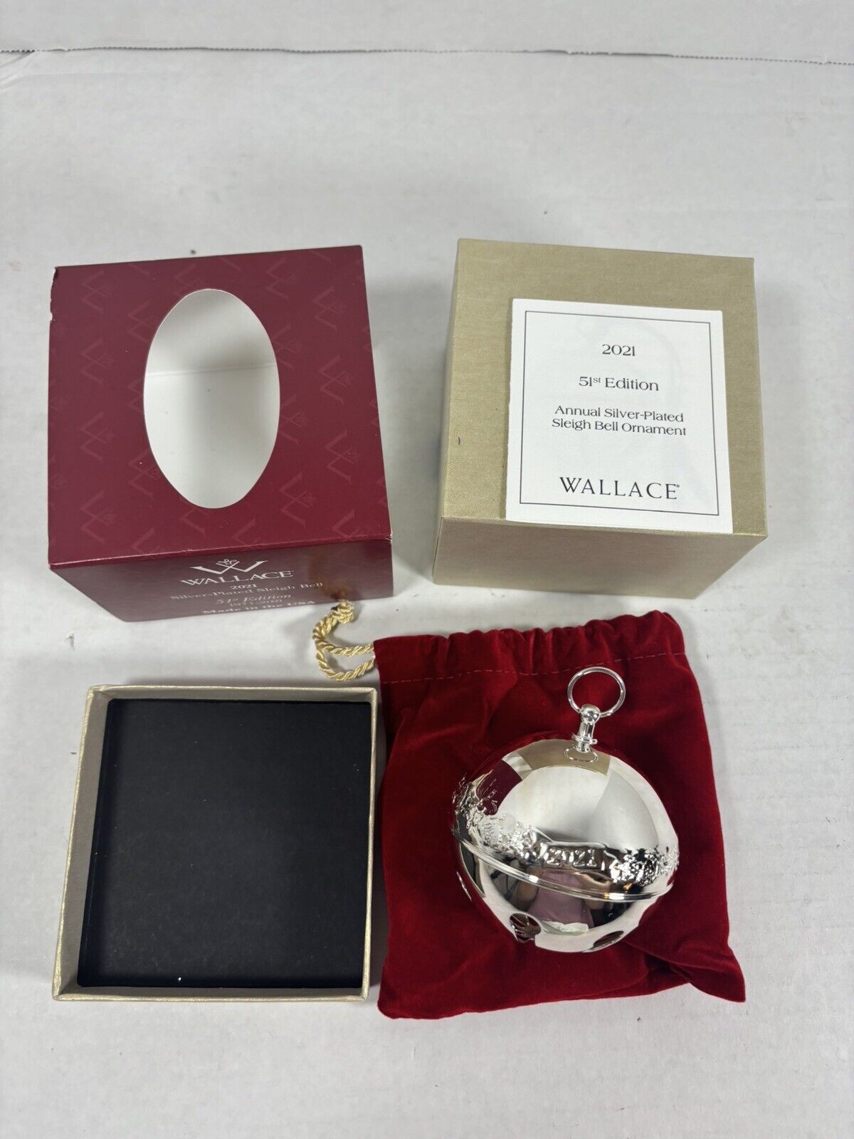 Wallace 51St Edition 2021 Silver Plated Sleigh Bell Ornament Silver Christmas