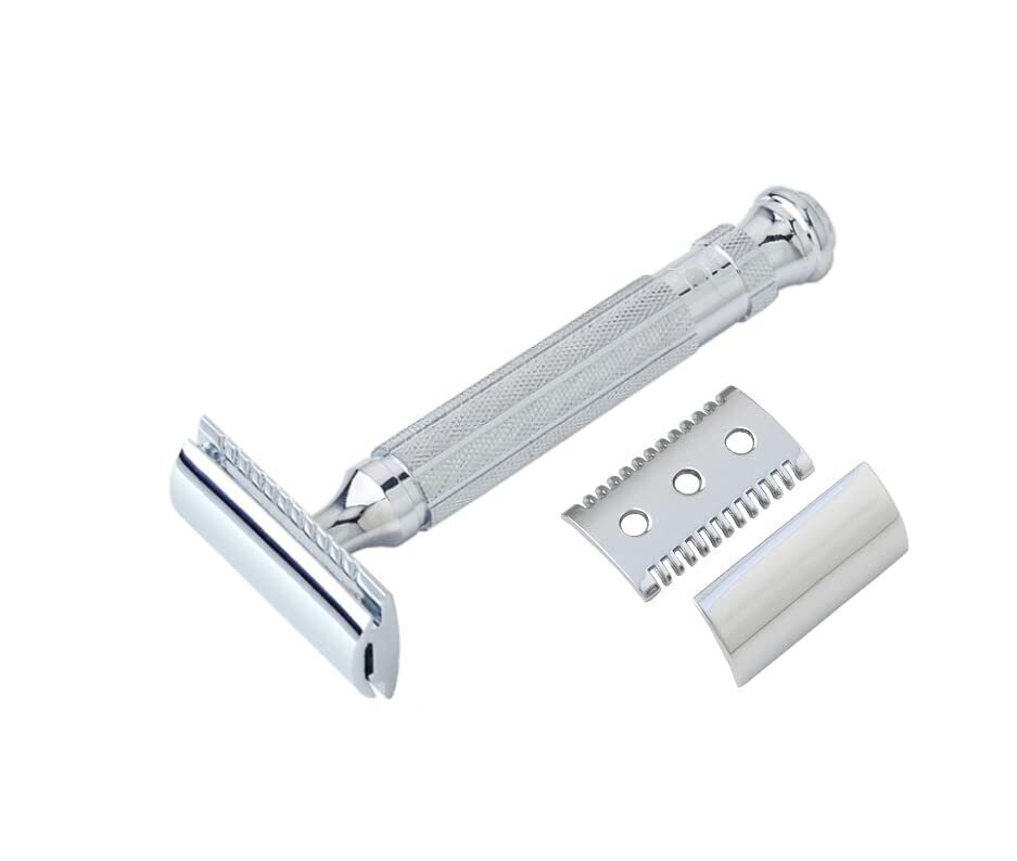 Pearl Shaving Double Edge Safety Razor L-55 (Close comb+Open Comb,Chrome) 2 Pack