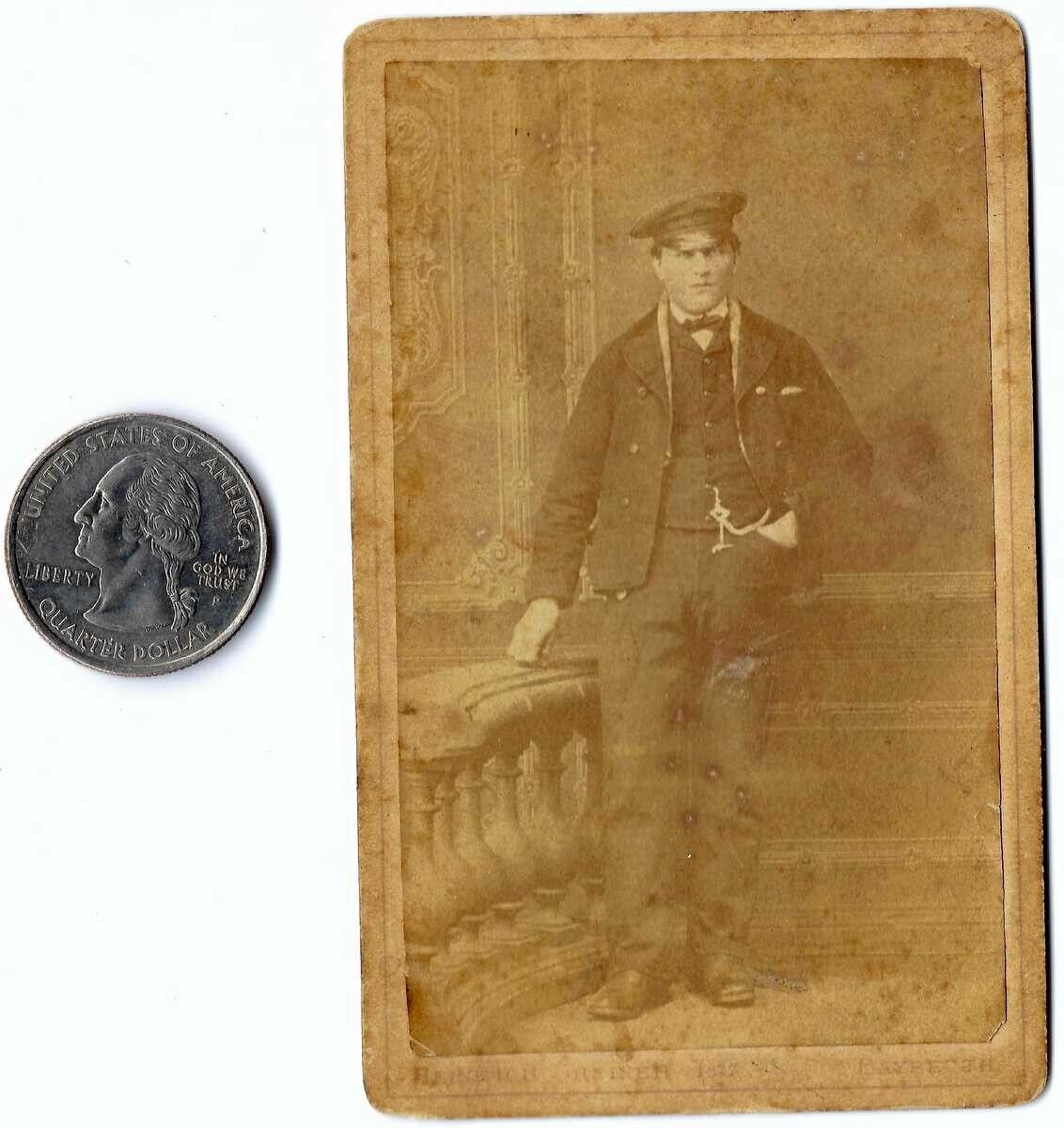 1893 ANTIQUE CDV PHOTOGRAPH OF GERMAN MILITARY SOLDIER ? NAVY ?? GERMANY