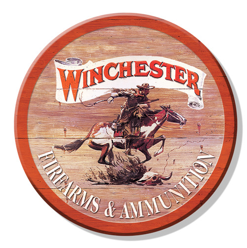 Winchester Firearms Logo Sign Refrigerator Magnet Round 3 Inch Diameter