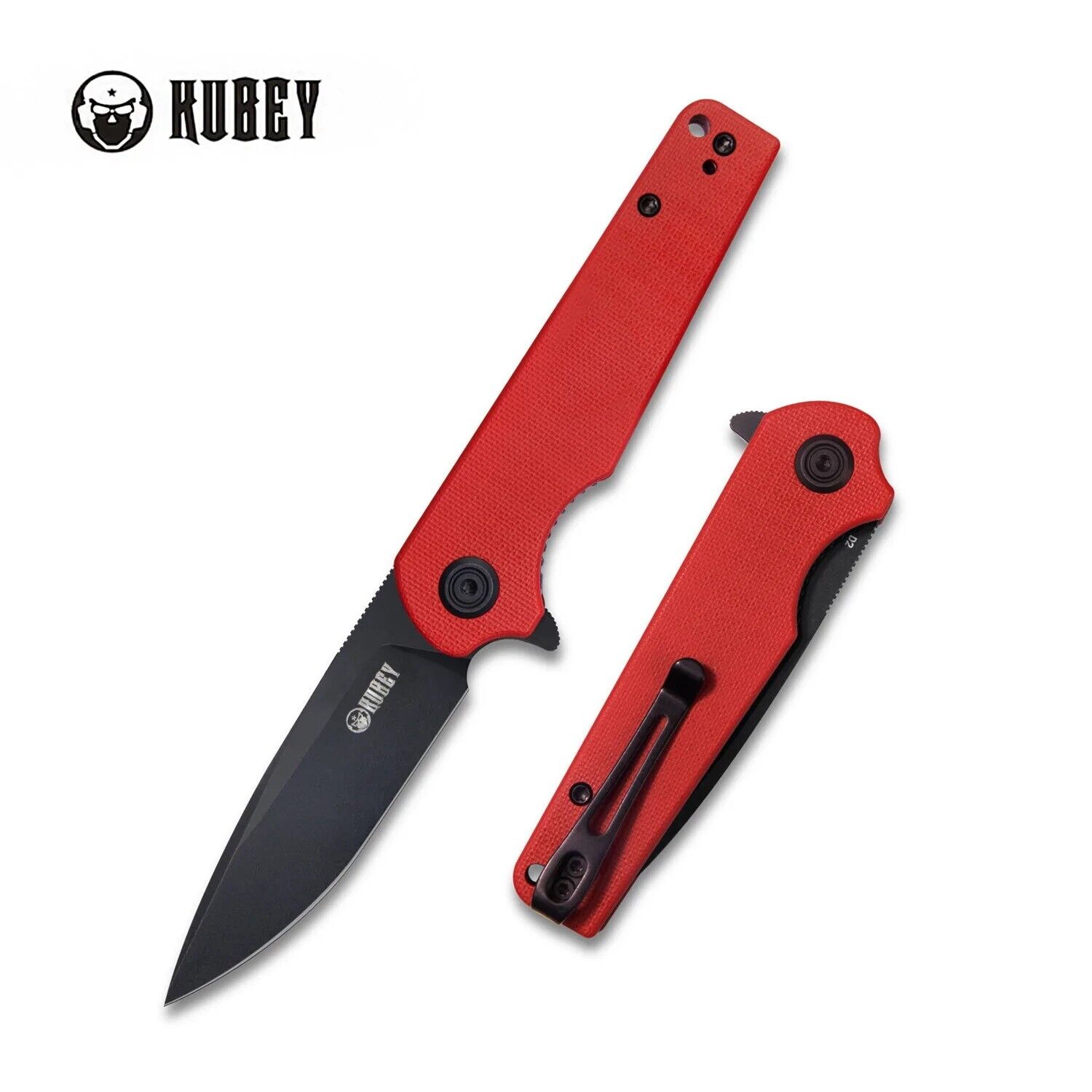 Kubey Wolverine Folding Knife Red G10 Handle D2 Drop Point Plain Edge KU233E