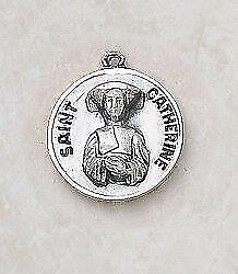 St Catherine Patron Sterling Medal Size .75in H comes with 18in L Chain