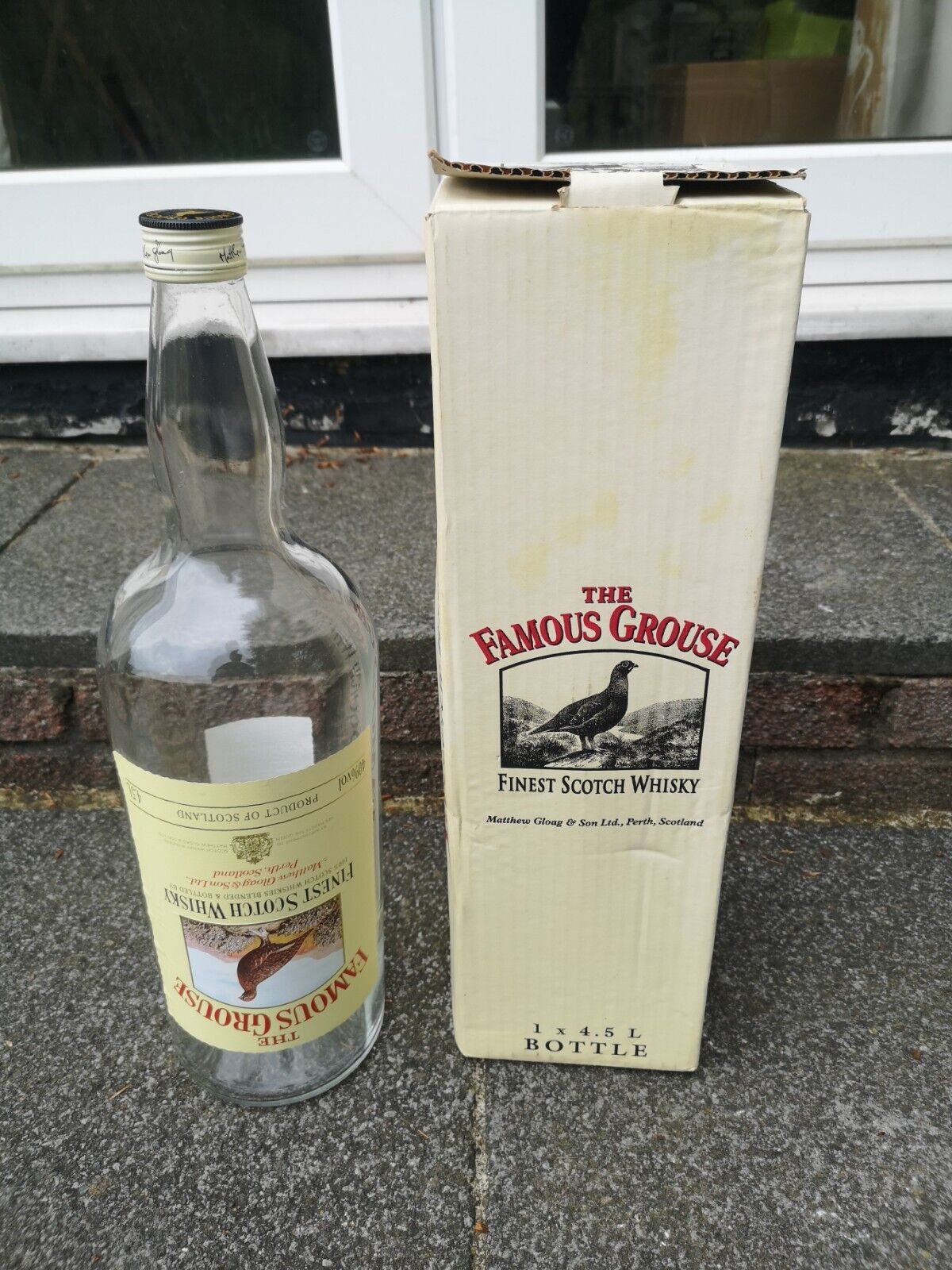 Vintage Famous Grouse Large empty Whisky Bottle 4.5 litres with screw cap & Box