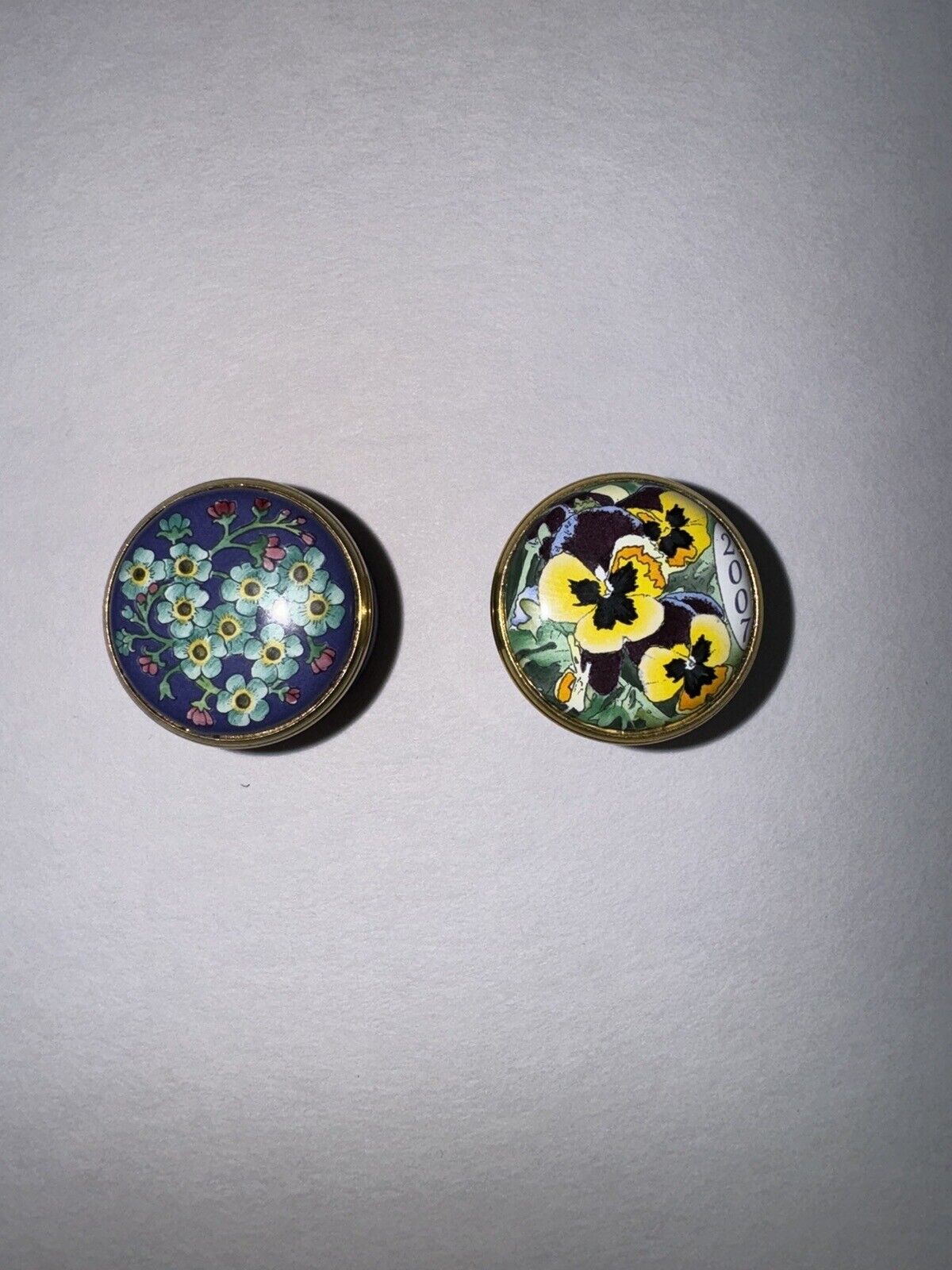 (2) Halcyon Days Enamels Trinket Boxes - 2007 Collection & Forget-Me-Not Florals