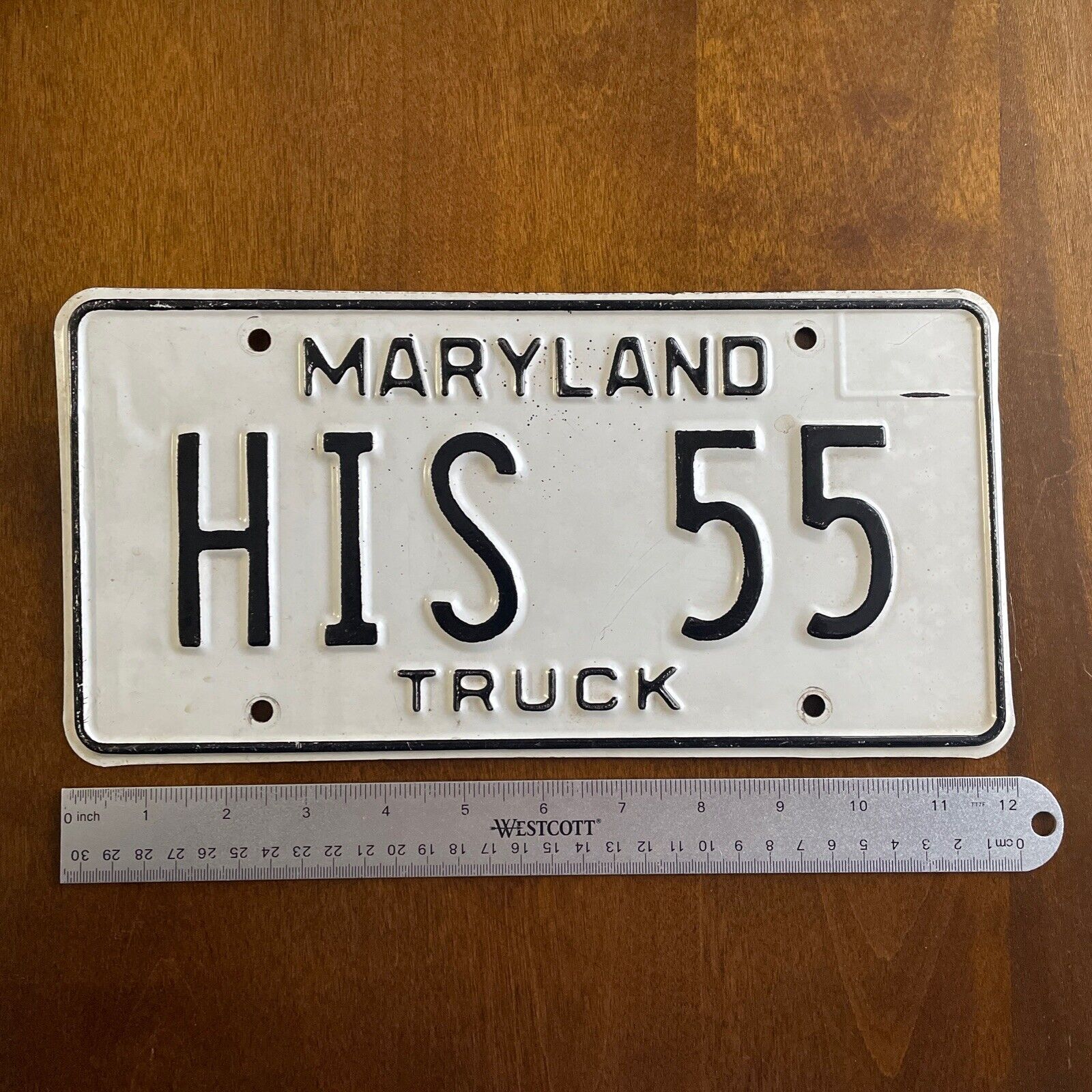 Vintage 1981 - 1986 Maryland Vanity Truck License Plate Tag HIS 55