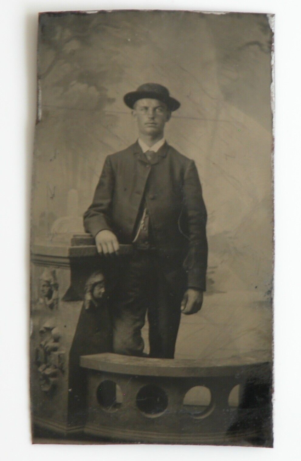 Antique 1890s Tintype Victorian Wild West Young Man American Frontier Iowa #3