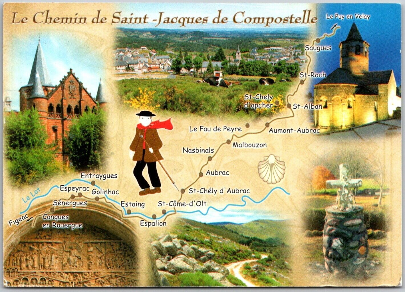 Postcard: Le Chemin de St-Jacques de Compostelle - Aveyron/Lozère Pilgrimag A238