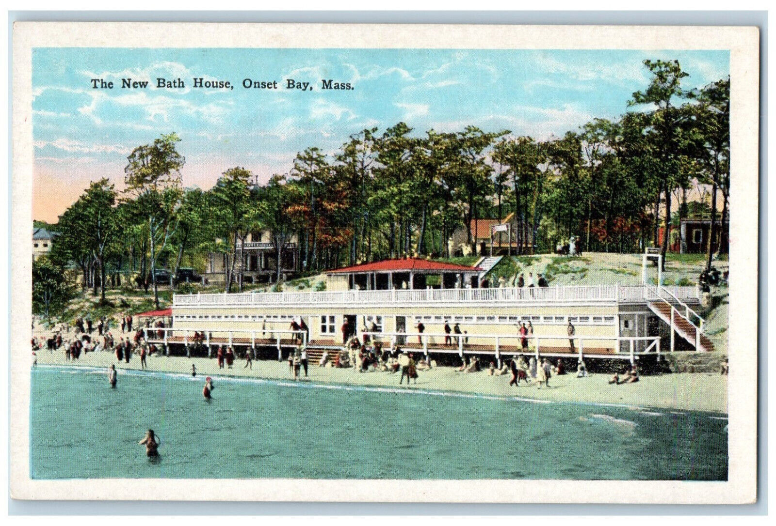 c1930\'s Bathing Scene The New Bath House Onset Massachusetts MA Postcard