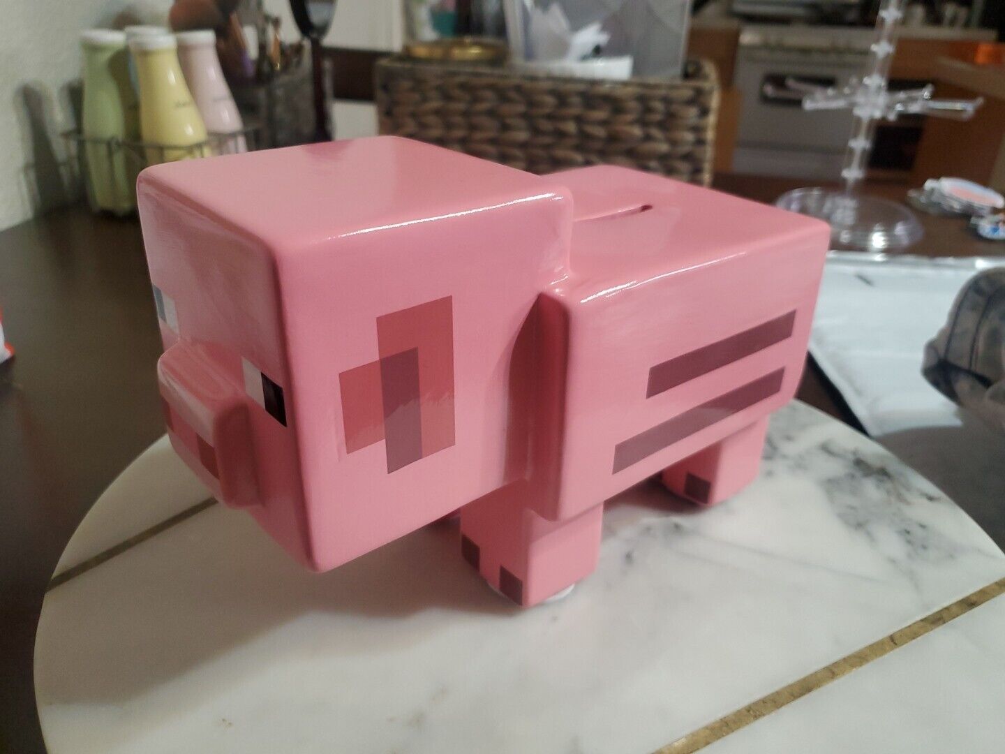 Minecraft Decorative Pig Pink Ceramic Coin Piggy Bank 8.5\