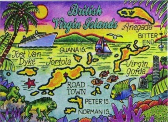 BRITISH VIRGIN ISLANDS TORTOLA MAP CARIBBEAN FRIDGE  SOUVENIR MAGNET 2.5