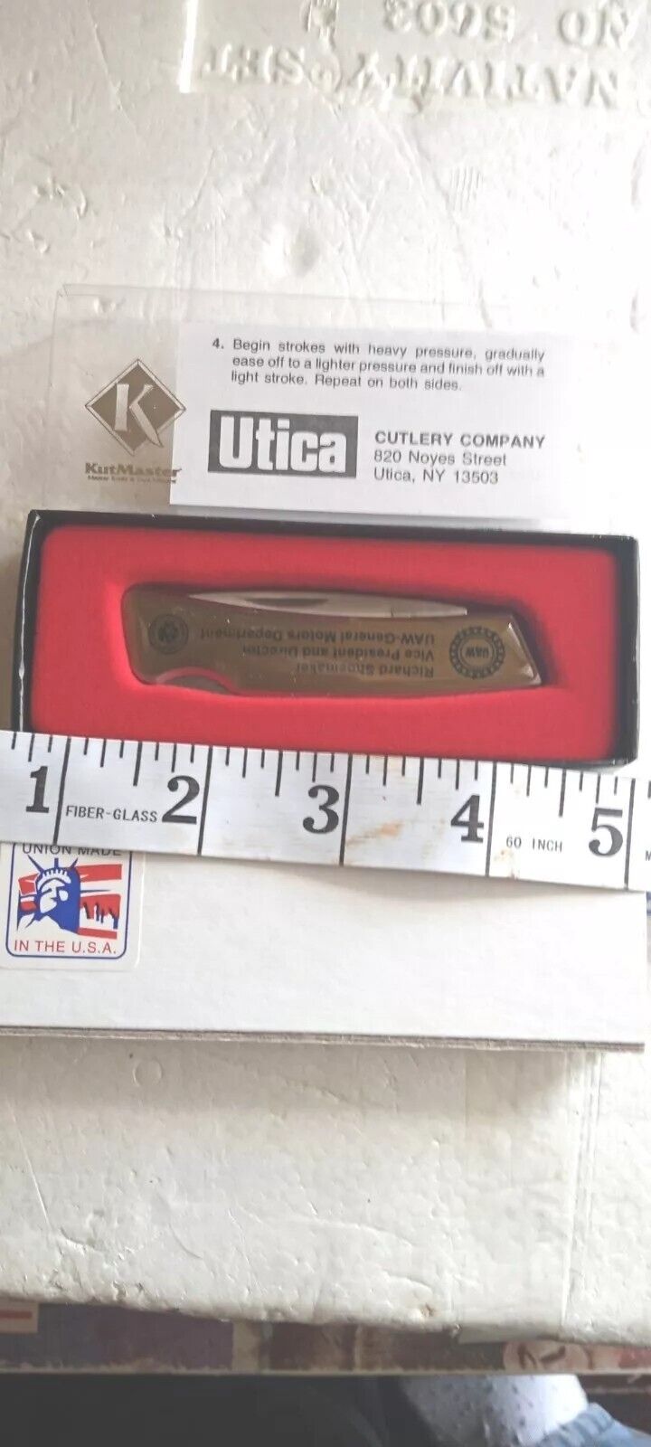 LOT 2 Utica Union, UAW, Folding Pocket Kutmaster  Knife 3 In Blade USA.  AD NEW