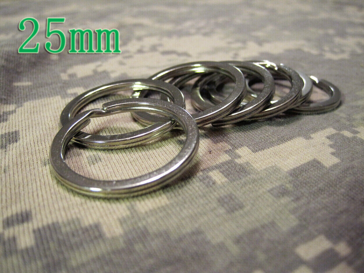 5pcs 25mm Stainless Steel Flat Key Ring Split Ring Keychain Split Keychain