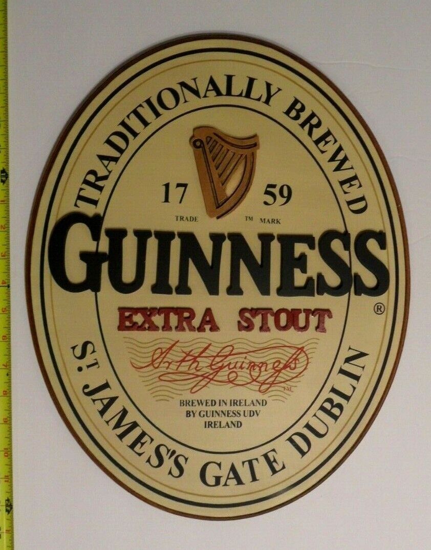 Guinness Extra Stout Ireland 3D Oval Wooden Beer Tavern Sign Man Cave Bar Decor