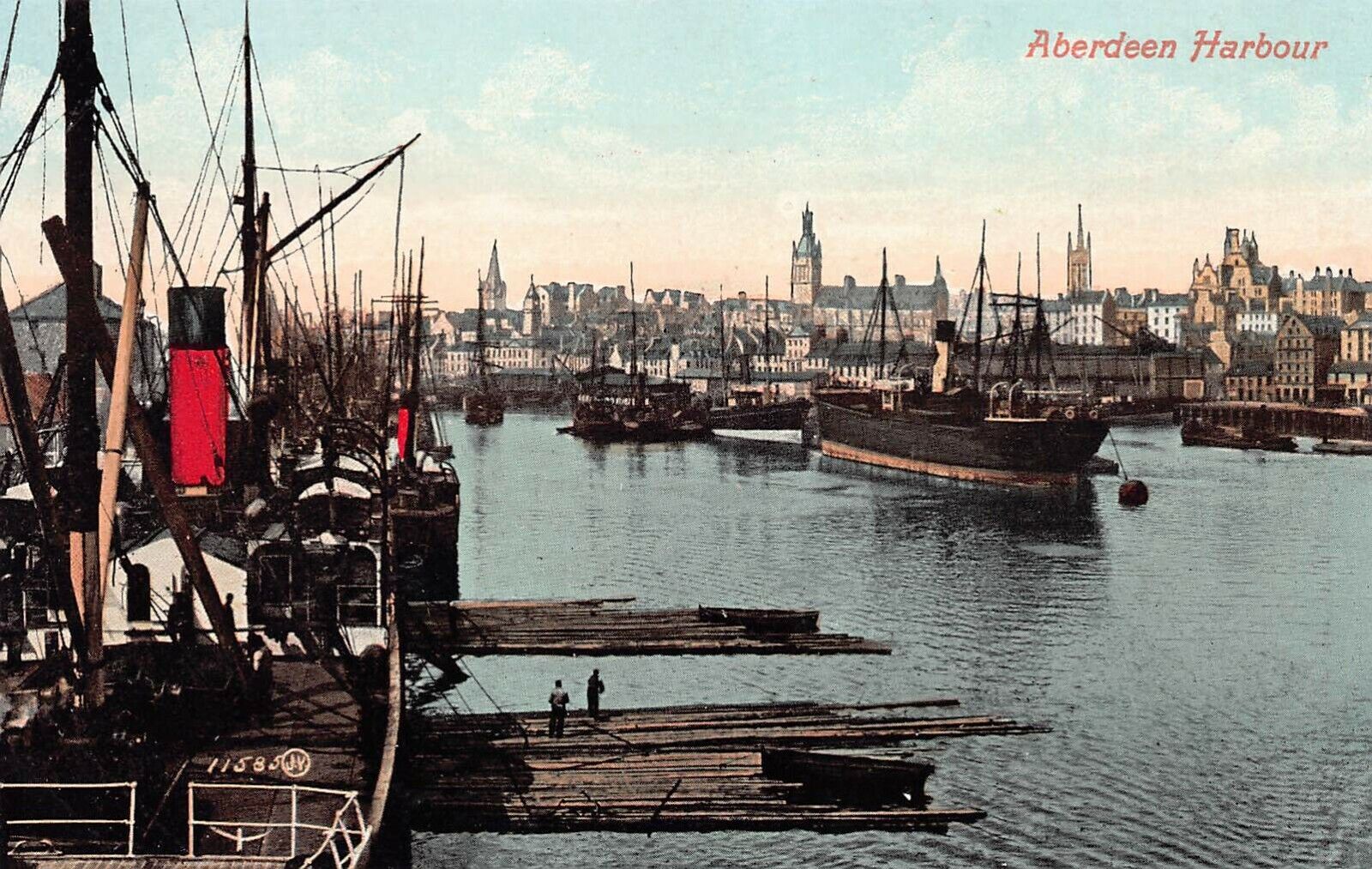 Aberdeen Harbour, Scotland, Great Britain, early postcard, unused