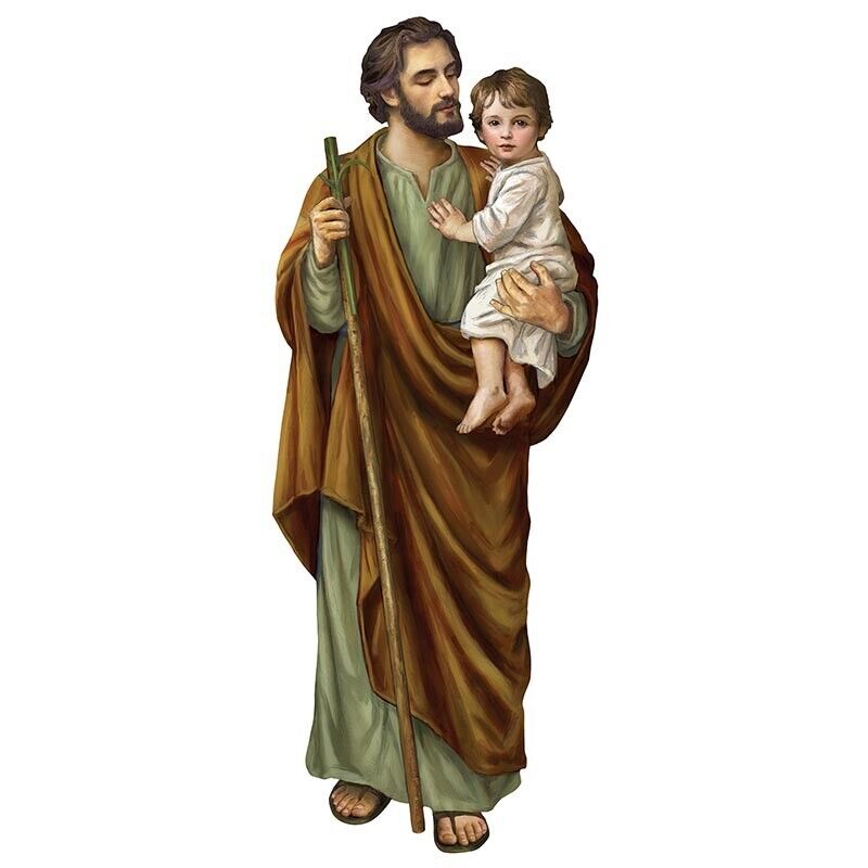 Saint Joseph with Child Jesus 3\' Wall Plaque, New