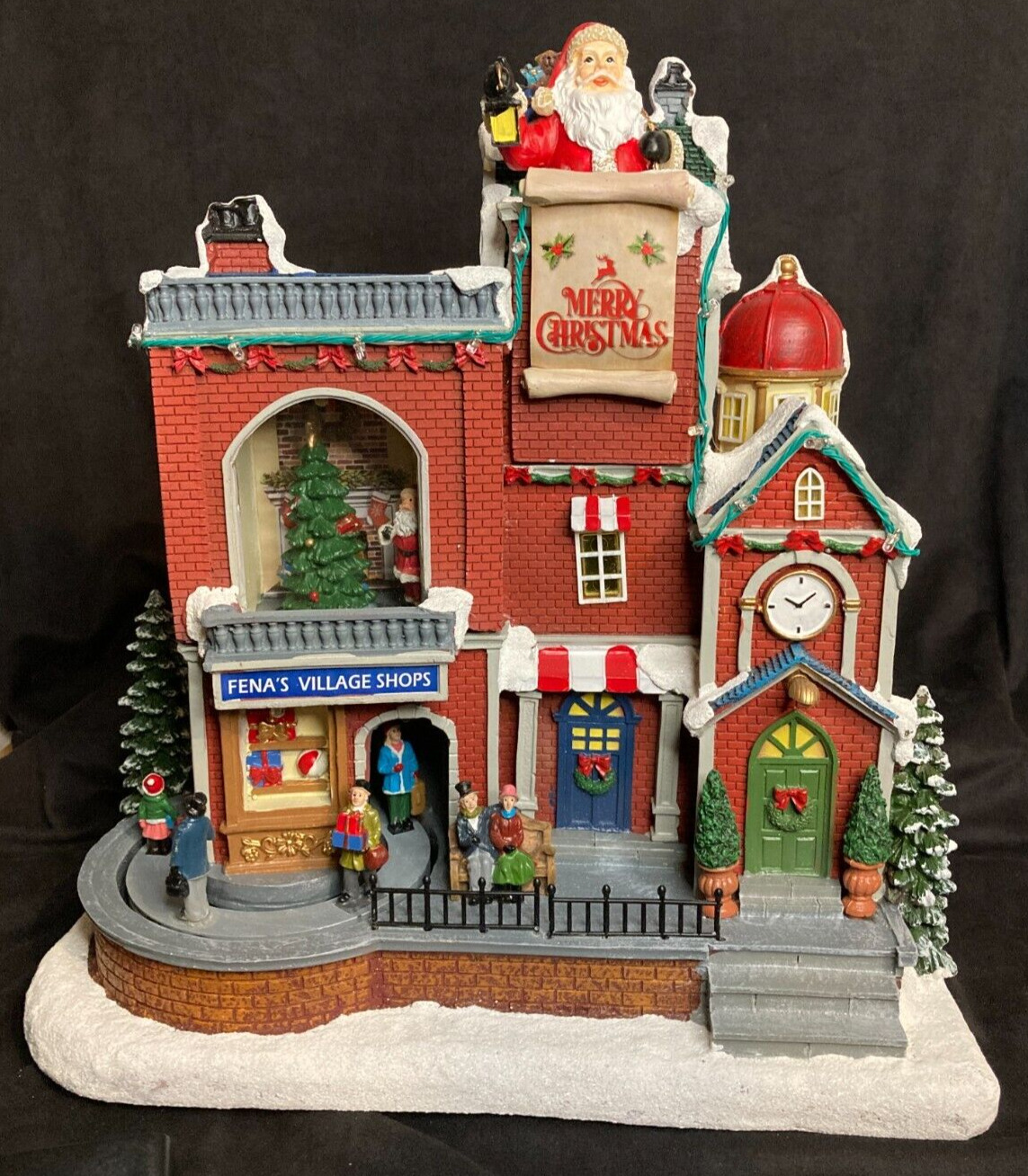 Carole Towne Fena\'s Village Shops Christmas Santa Animated LED Musical