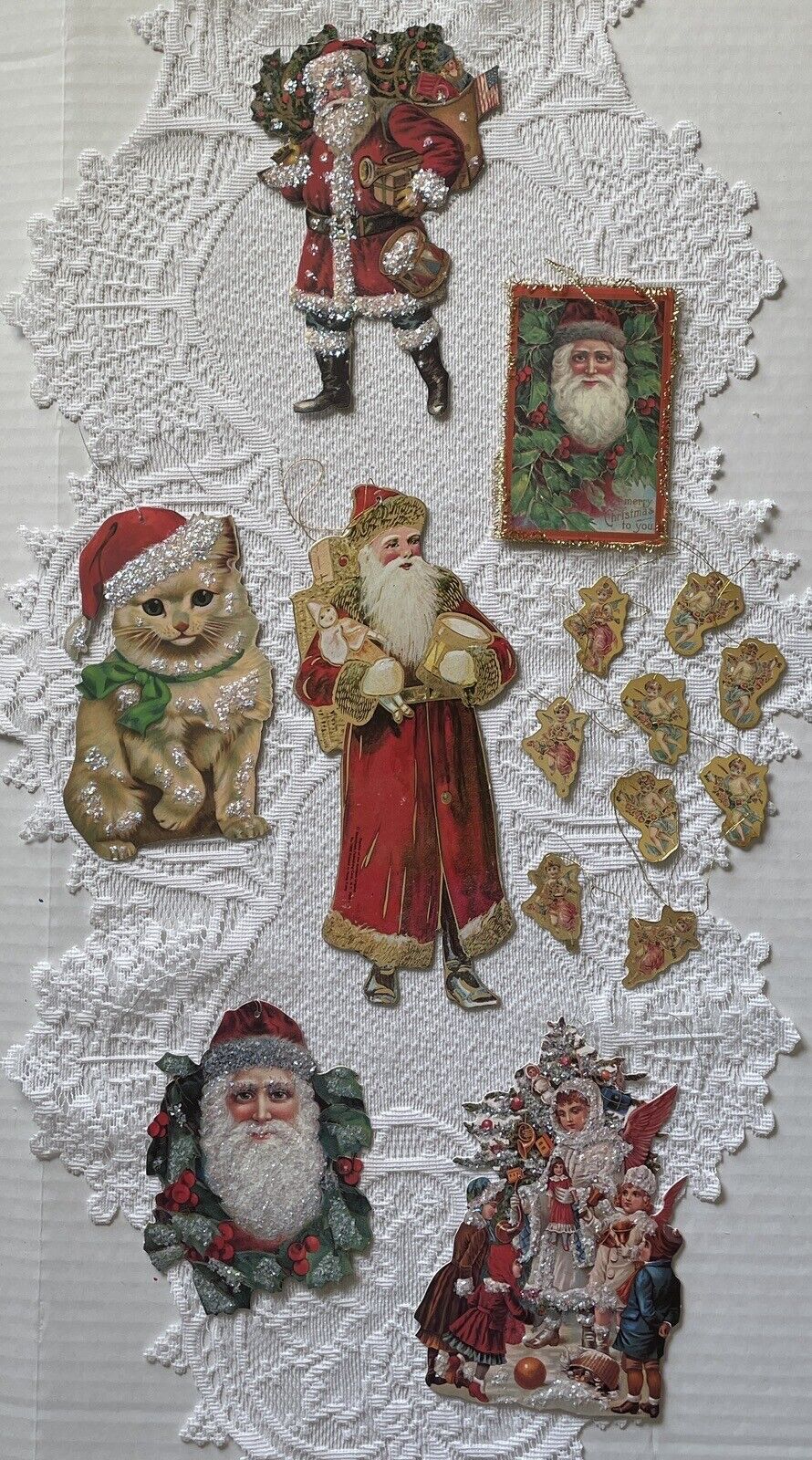 15 Vintage Victorian Style Die Cut Christmas Ornaments Lot Double-Sided