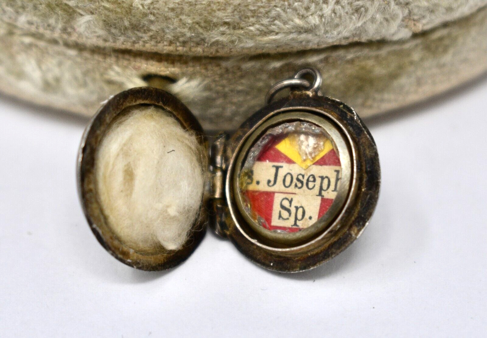 St. Joseph [Spouse of Mary] 19th C. Reliquary Silver Locket Wax Sealed
