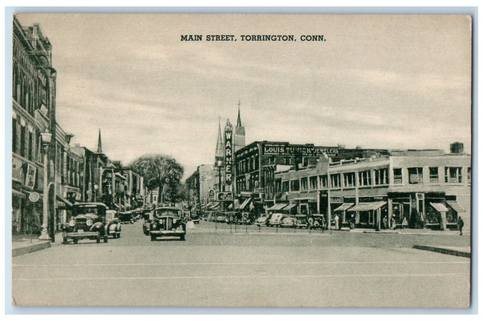 1939 Main Street Classic Cars Building Torrington Connecticut Vintage Postcard