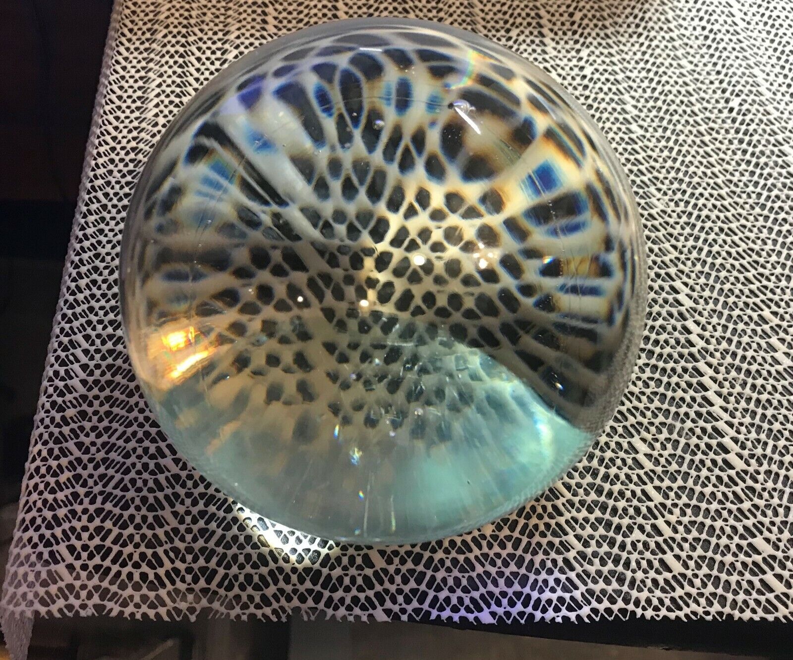 Large Clear Glass Paperweight 3 Lbs.13 12 Circumference 4\
