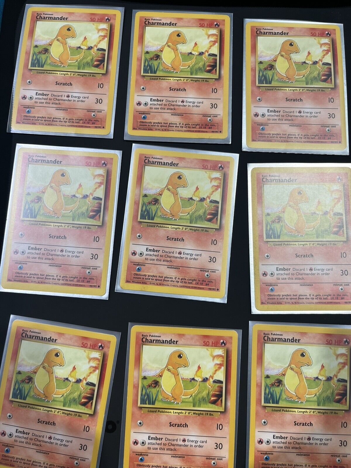 Lot Of 9- Charmander - 46/102 - Common Unlimited - Base Set MP To NM