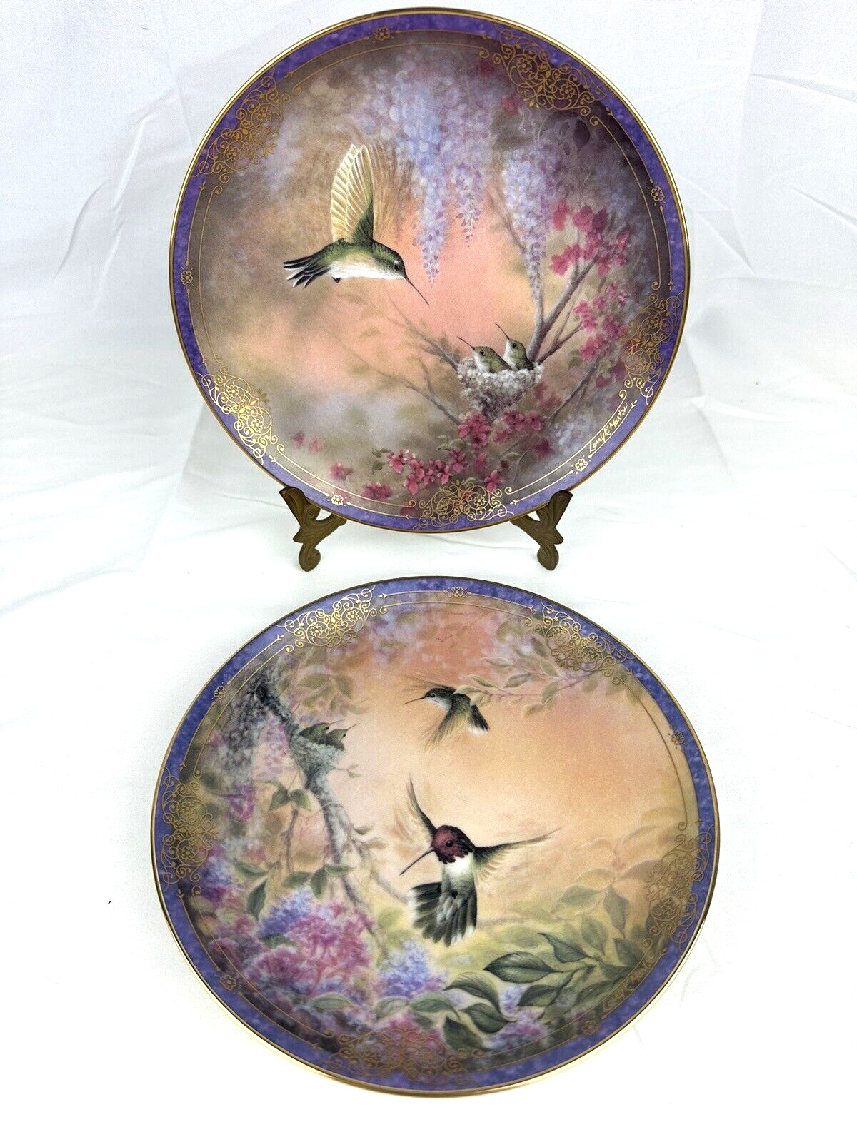 Vintage HUMMINGBIRD Collector Plates 8'' GARDEN WHISPERS & Wings of Grace B10