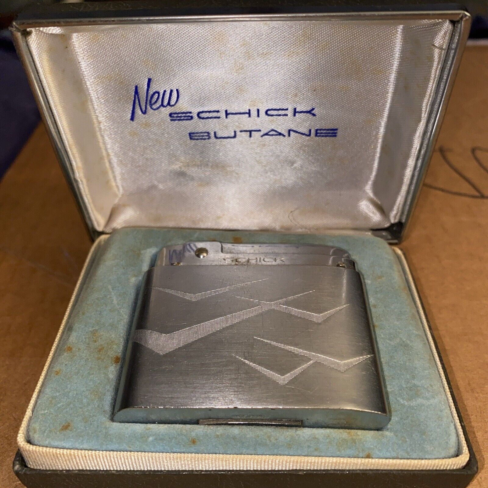 Vintage Schick Chrome Butane Lighter In Original Box Working Condition 
