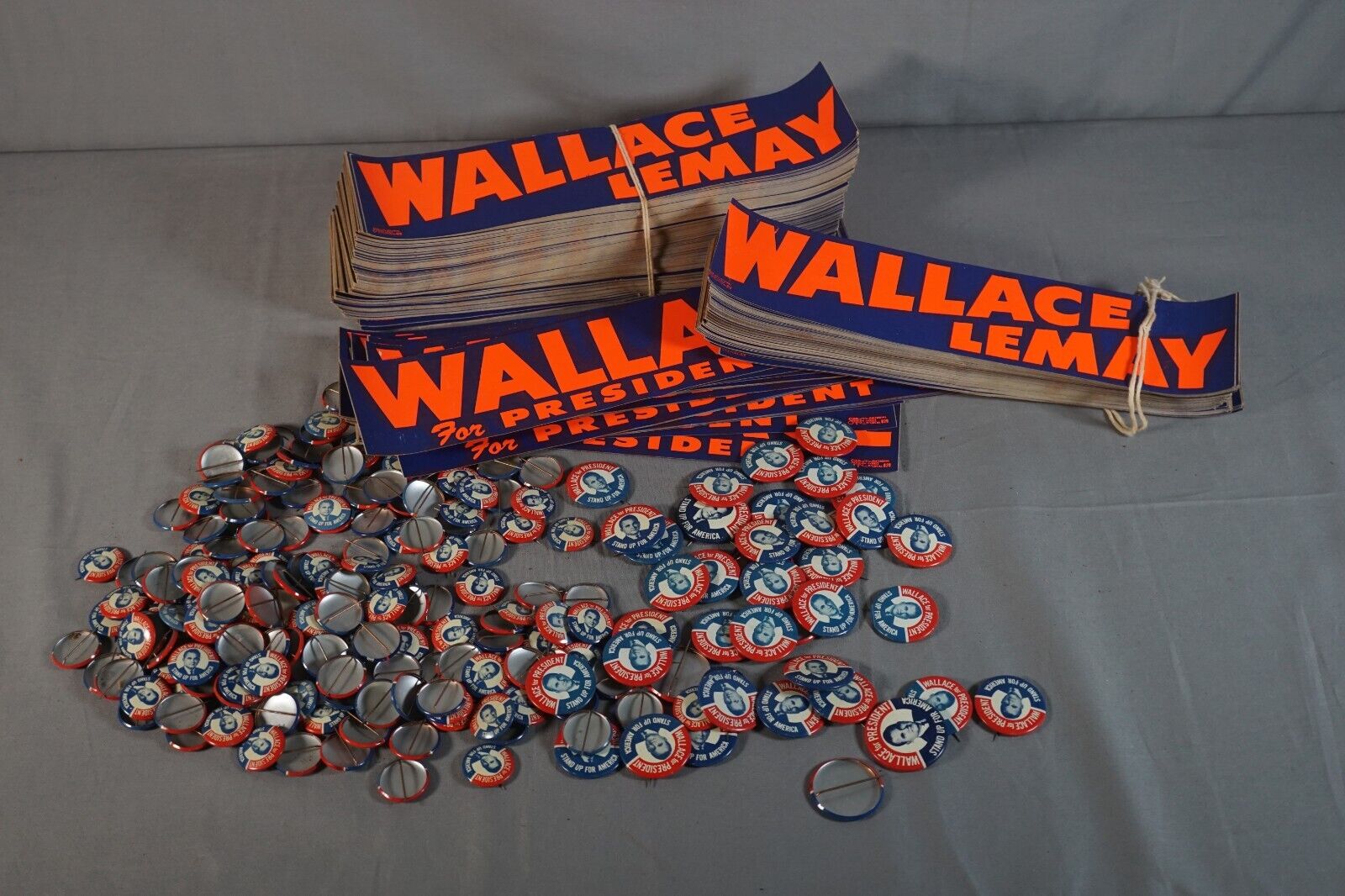 Mix Lot of George Wallace For President Bumper Stickers & Pinbacks