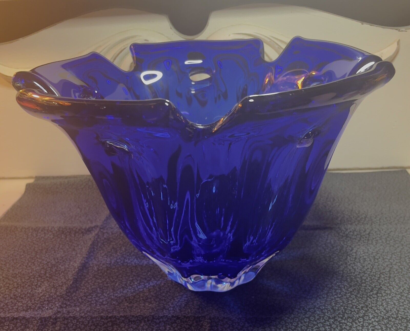 RARE Mikasa Cobalt( Sapphire) Blue Glass Center Piece Bowl  Czech Republic’s