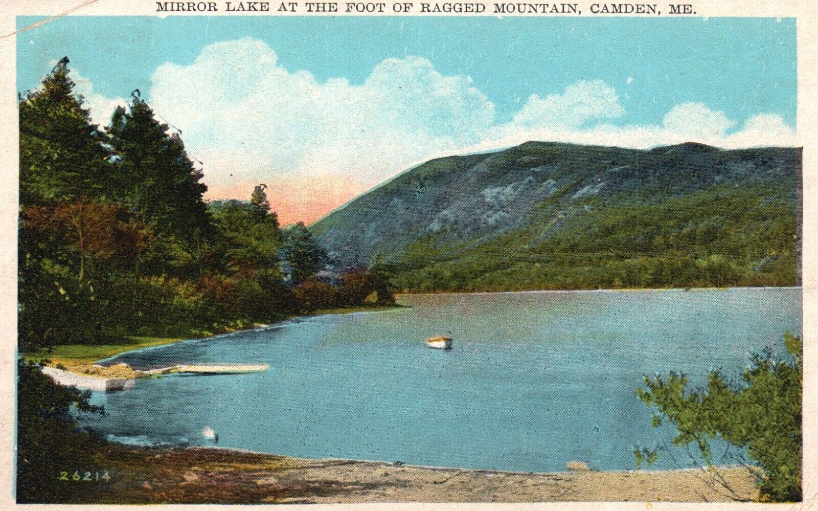 Postcard ME Camden Mirror Lake foot of Ragged Mountain 1936 Vintage PC H1114