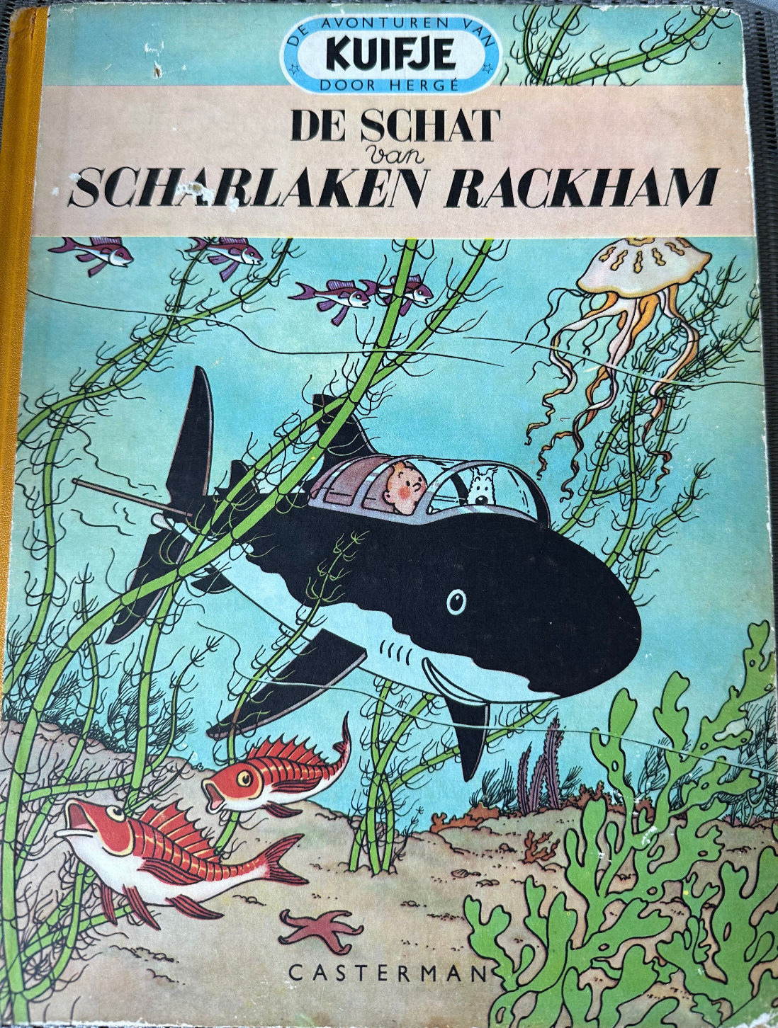 Hergé Tintin Kuifje De Schat Scharlaken Rackham Medaillon Rare Dutch 1st 1952
