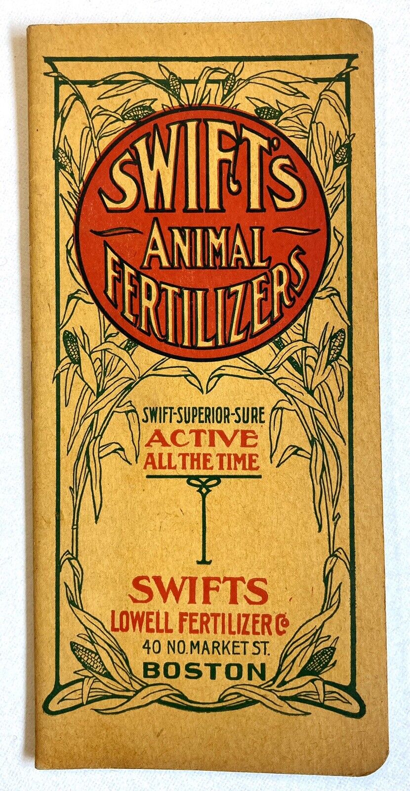 Antique 1911 Swift\'s Lowell Animal Fertilizer Pocket Notebook Unused Advertising