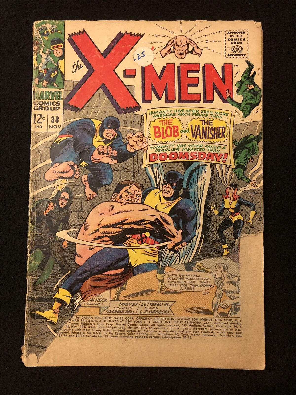 X-MEN 38 .5 PART OF COVER MISSING MARVEL 1967 PR