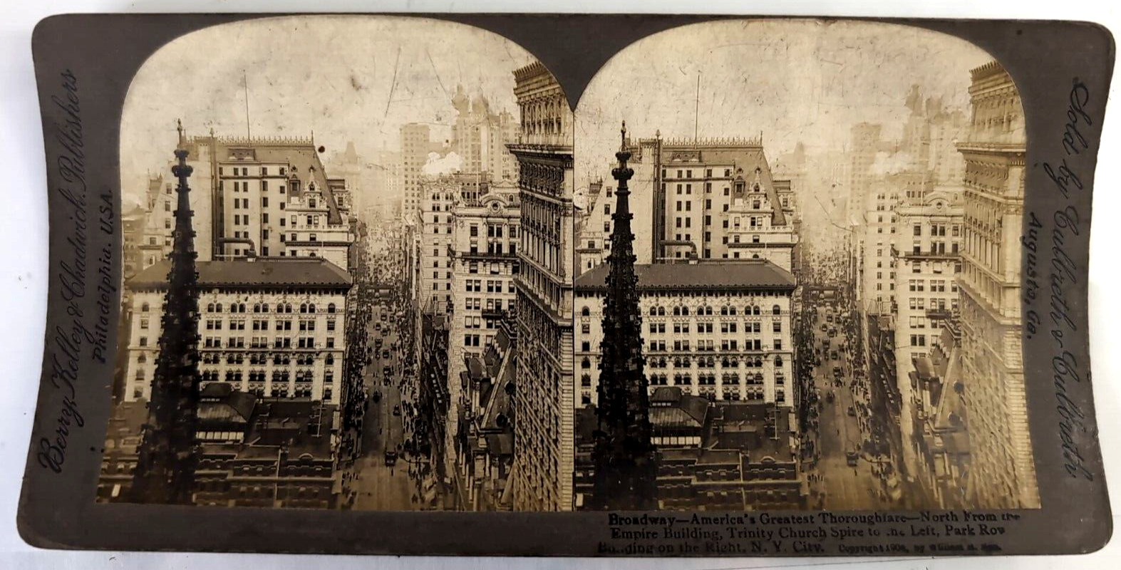 Vintage Stereograph Stereo View Stereoscope Card 1905 NY Broadway w Empire State
