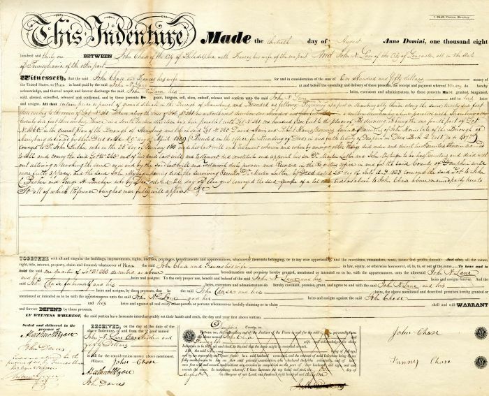 1831 Indenture Deed for Land - Early Stocks and Bonds