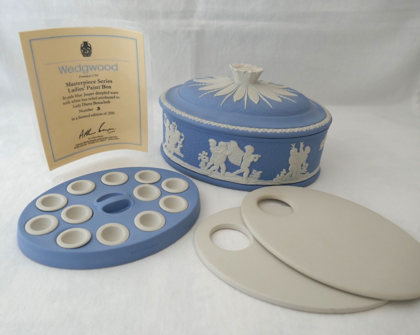 WEDGWOOD Masterpiece Series Ladies blue jasperware Paint Box 3/200