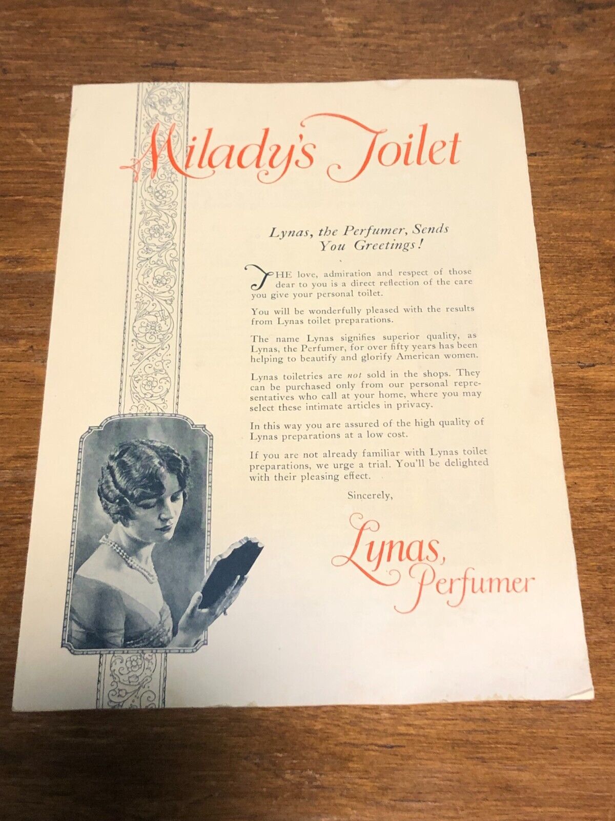 Antique 1920 Lynas Perfumer Tri-Fold Advertising Booklet For \