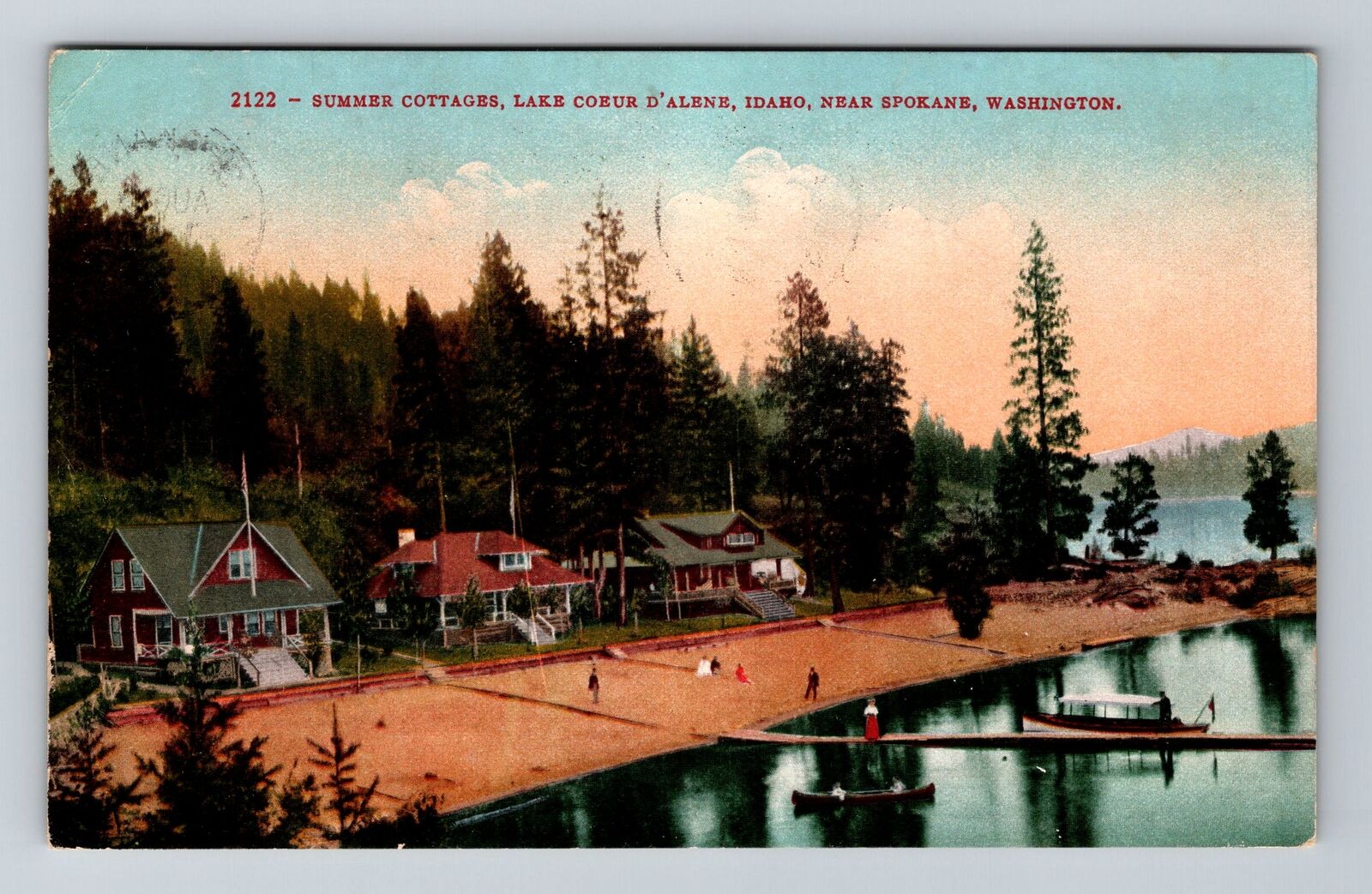 Spokane WA-Washington, Summer Cottages, Scenic View, Vintage Postcard