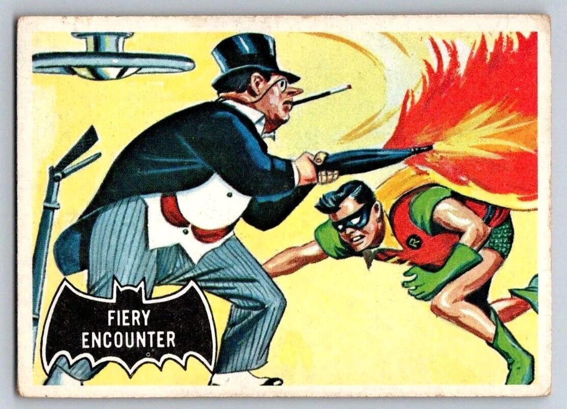 1966 Topps Batman Black Bat - #19 - Fiery Encounter ()